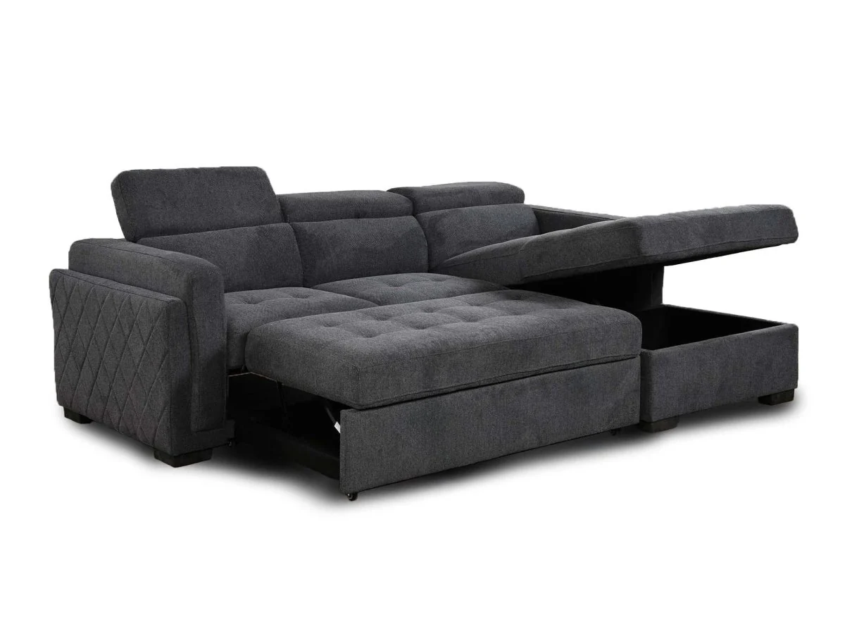 Canapé d'angle convertible en tissu gris foncé CHANDLER - Angle droit - Image 7
