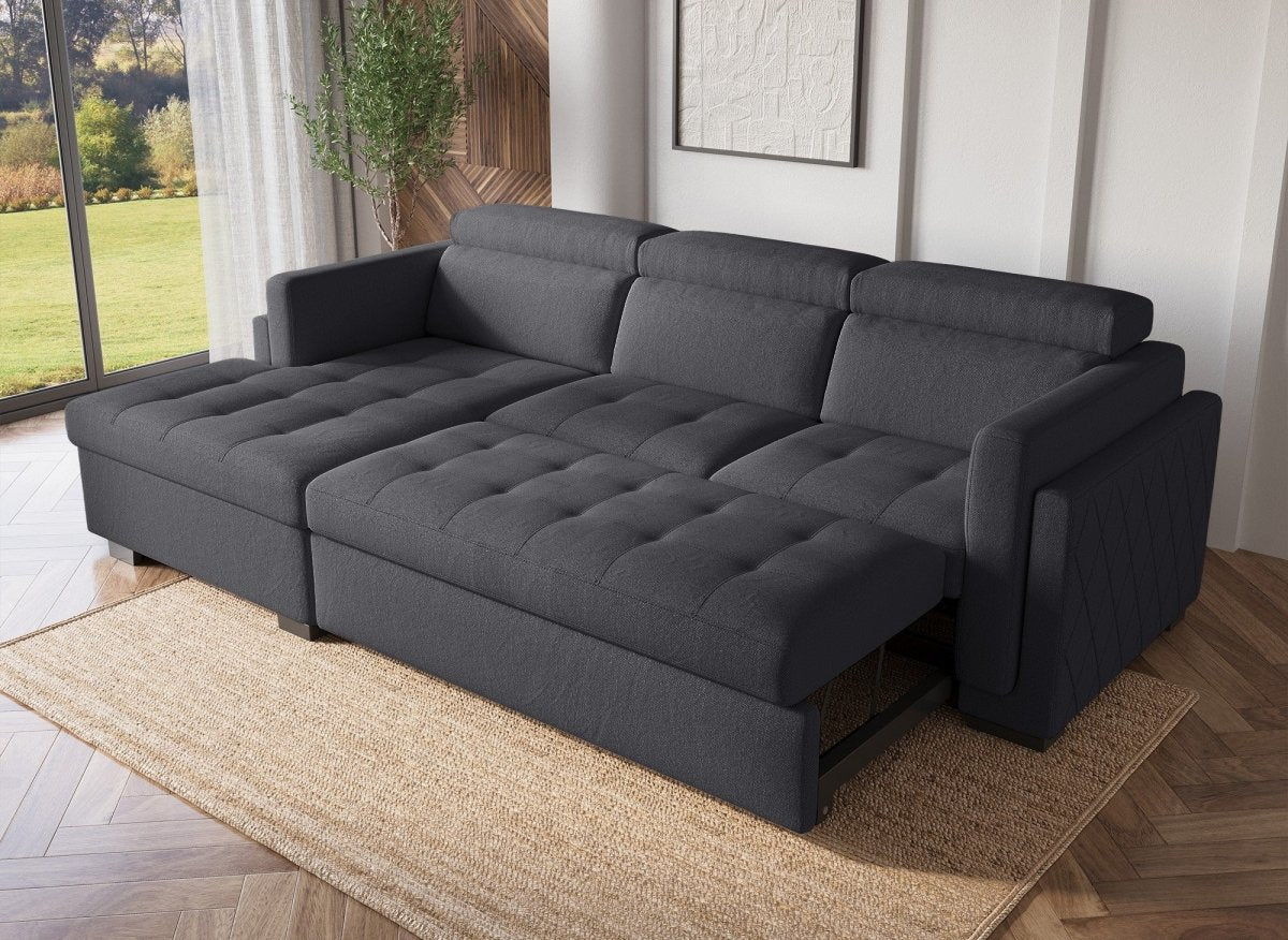 Canapé d'angle convertible en tissu gris foncé CHANDLER - Angle gauche - Image 3