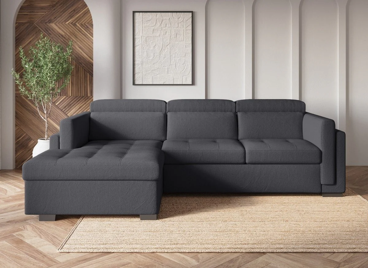 Canapé d'angle convertible en tissu gris foncé CHANDLER - Angle gauche - Image 4
