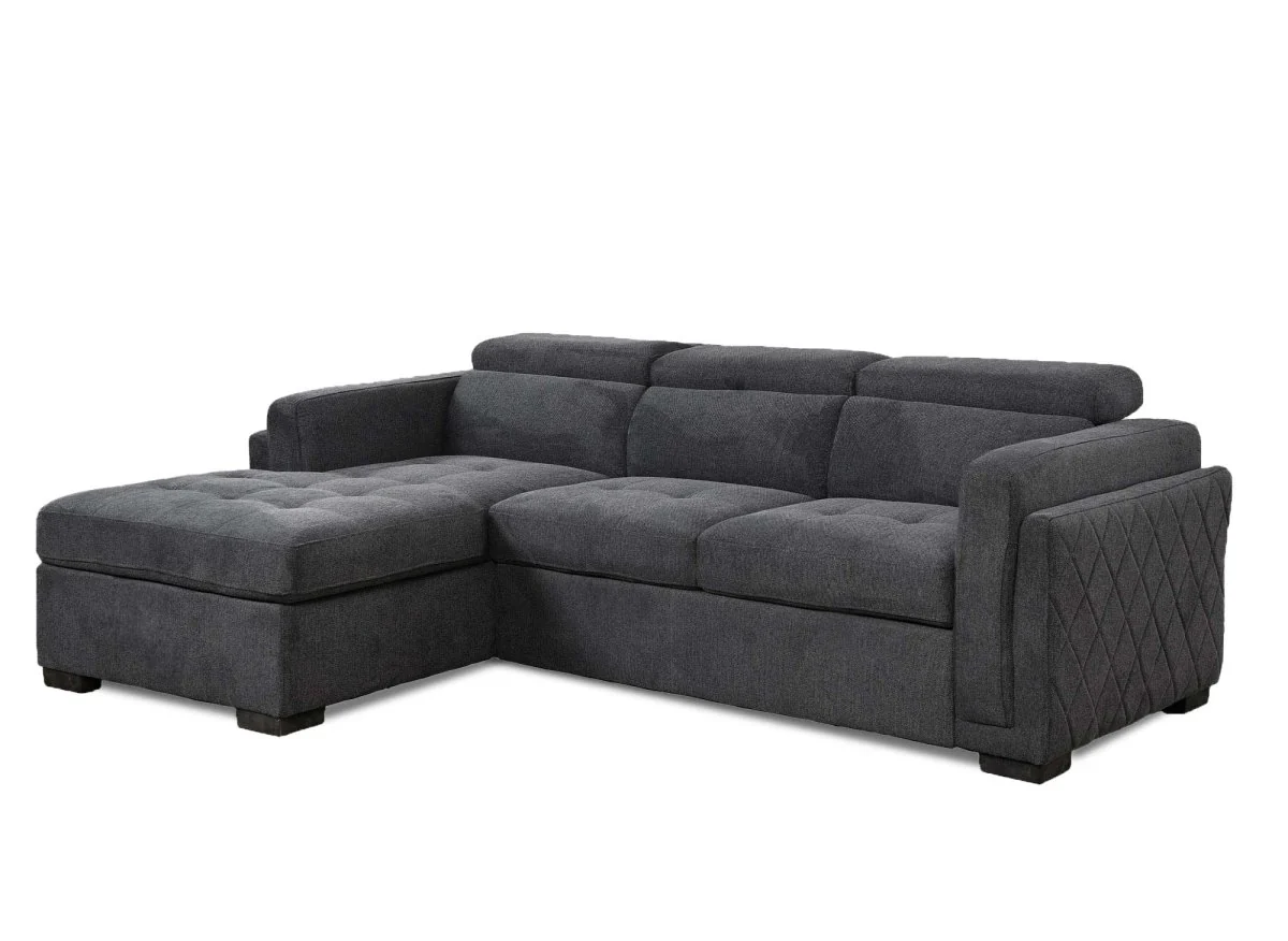 Canapé d'angle convertible en tissu gris foncé CHANDLER - Angle gauche - Image 5