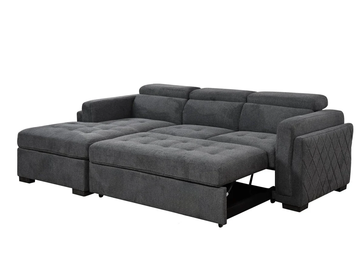 Canapé d'angle convertible en tissu gris foncé CHANDLER - Angle gauche - Image 6