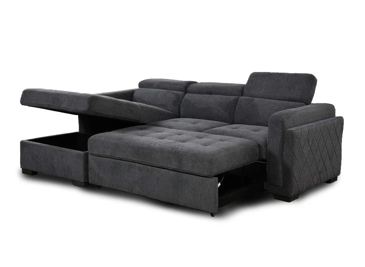 Canapé d'angle convertible en tissu gris foncé CHANDLER - Angle gauche - Image 7