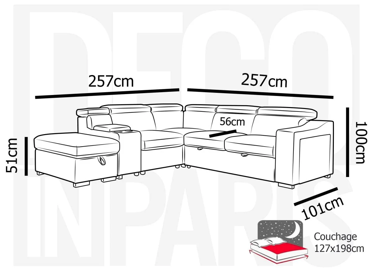 Canapé d'angle convertible en tissu gris foncé DEREK XL - Angle gauche - Image 10