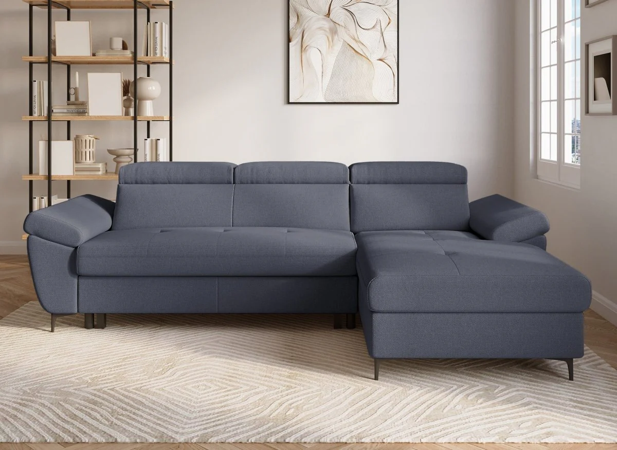 Canapé d'angle convertible en tissu gris foncé MONICA - Angle droit - Image 4