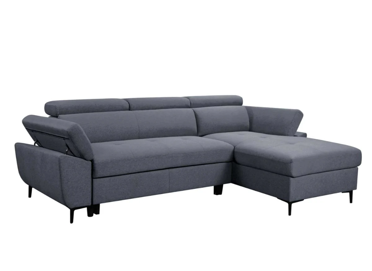 Canapé d'angle convertible en tissu gris foncé MONICA - Angle droit - Image 5