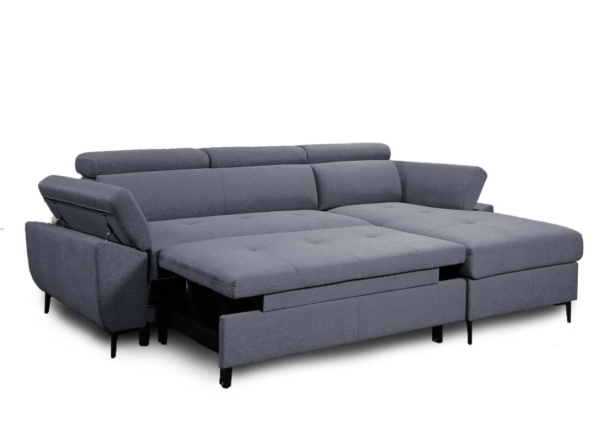 Canapé d'angle convertible en tissu gris foncé MONICA - Angle droit - Image 7