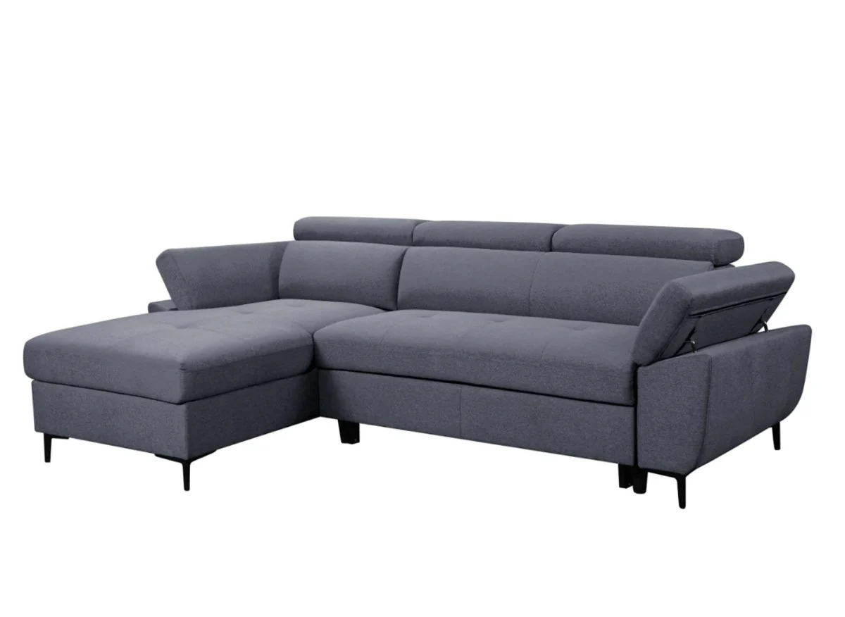 Canapé d'angle convertible en tissu gris foncé MONICA - Angle gauche - Image 5