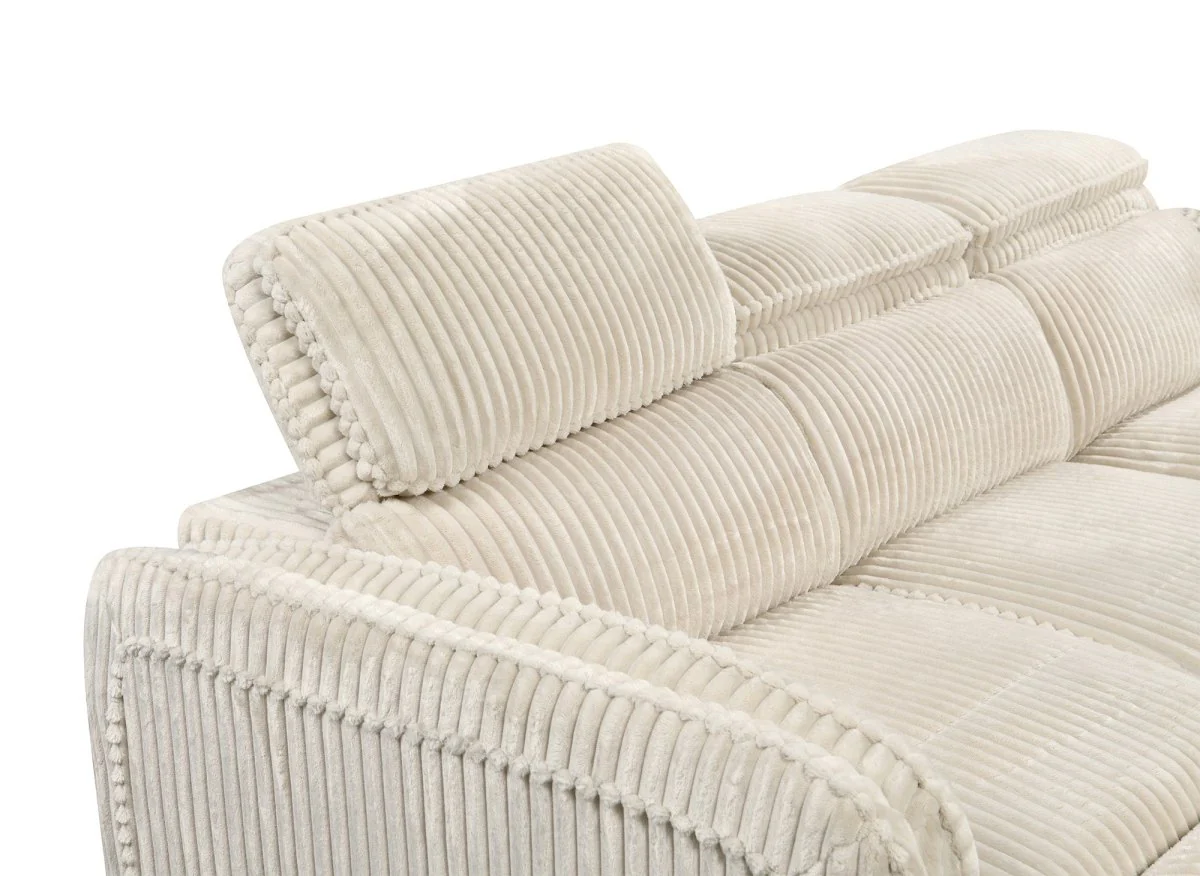 Canapé d'angle convertible en velours côtelé épais beige ISABELLA - Angle droit - Image 10