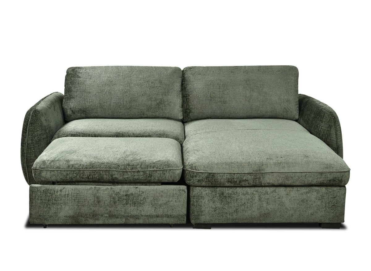 Canapé d'angle convertible et réversible avec coffre en velours chiné vert kaki LIORA - Image 8