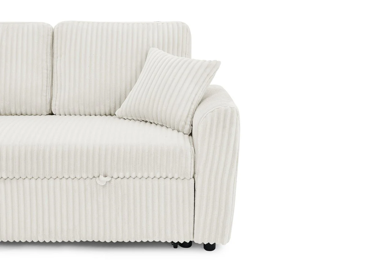 Canapé d'angle convertible et réversible avec coffre en velours côtelé épais beige ADRYEN - Image 12