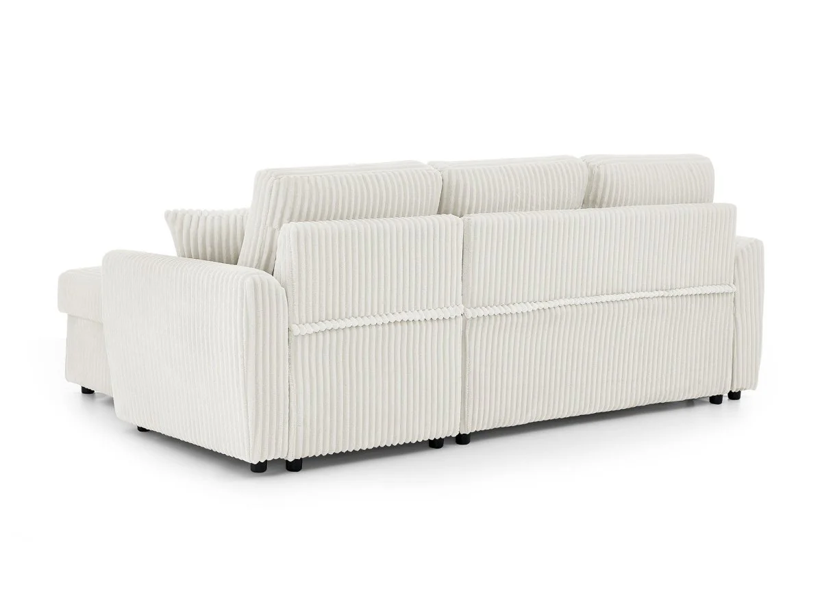 Canapé d'angle convertible et réversible avec coffre en velours côtelé épais beige ADRYEN - Image 8