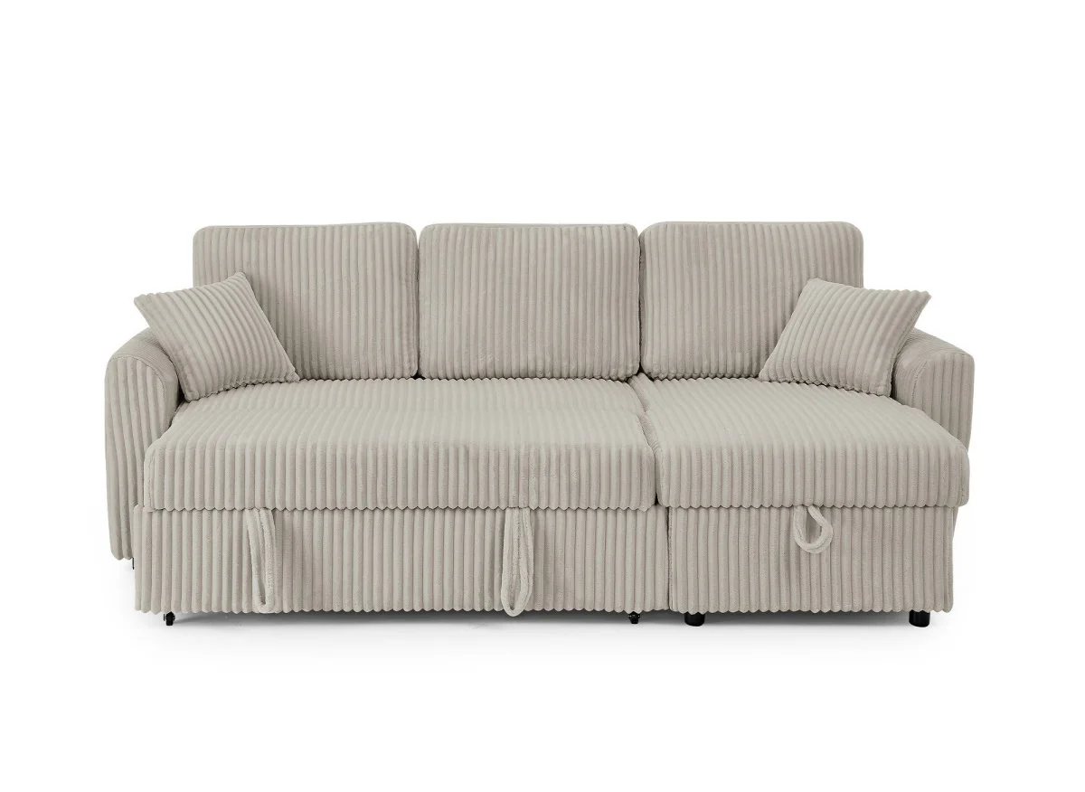 Canapé d'angle convertible et réversible avec coffre en velours côtelé épais taupe ADRYEN - Image 11