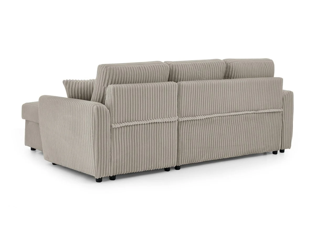 Canapé d'angle convertible et réversible avec coffre en velours côtelé épais taupe ADRYEN - Image 12