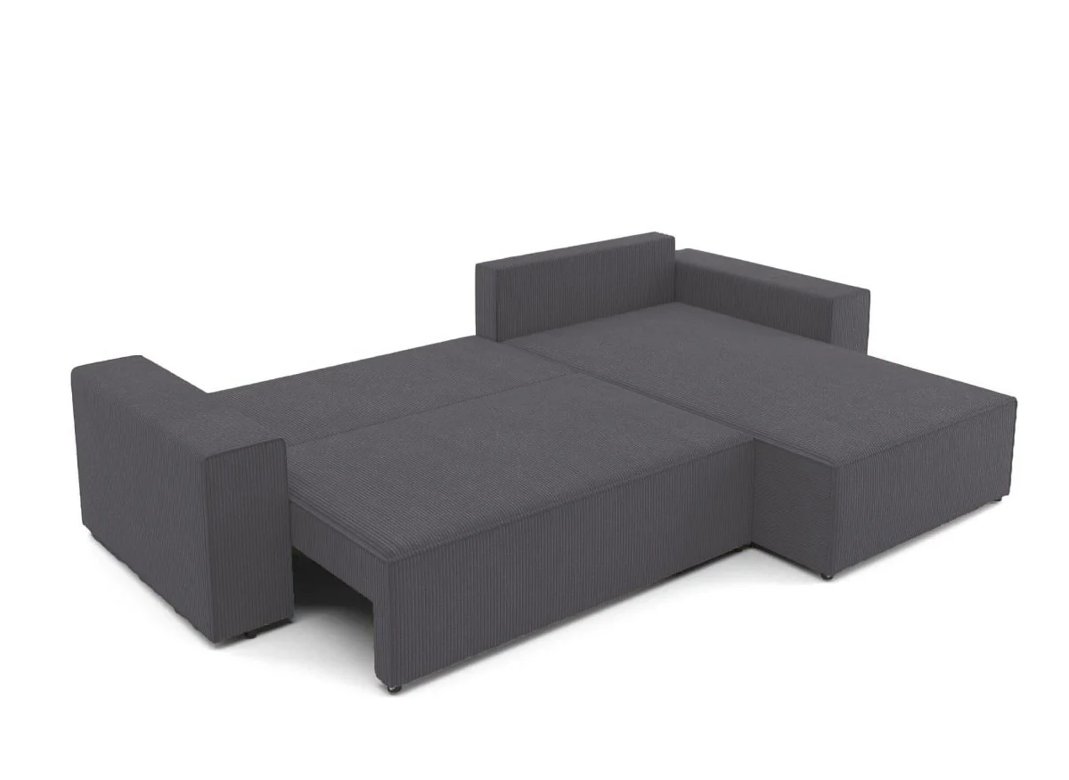 Canapé d'angle convertible et réversible avec coffre en velours cotelé gris anthracite - JADE - Image 5