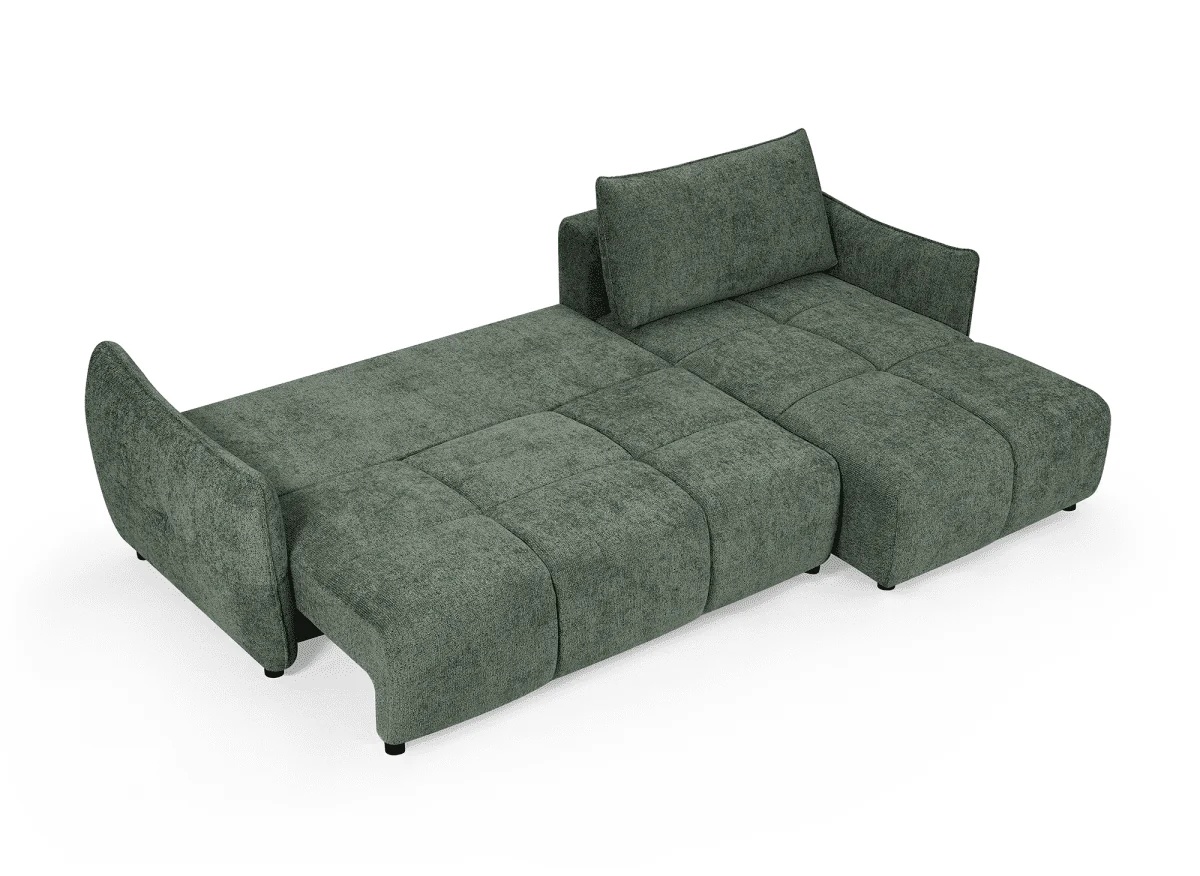 Canapé d'angle convertible et réversible en velours chiné vert olive MYSA - Image 2