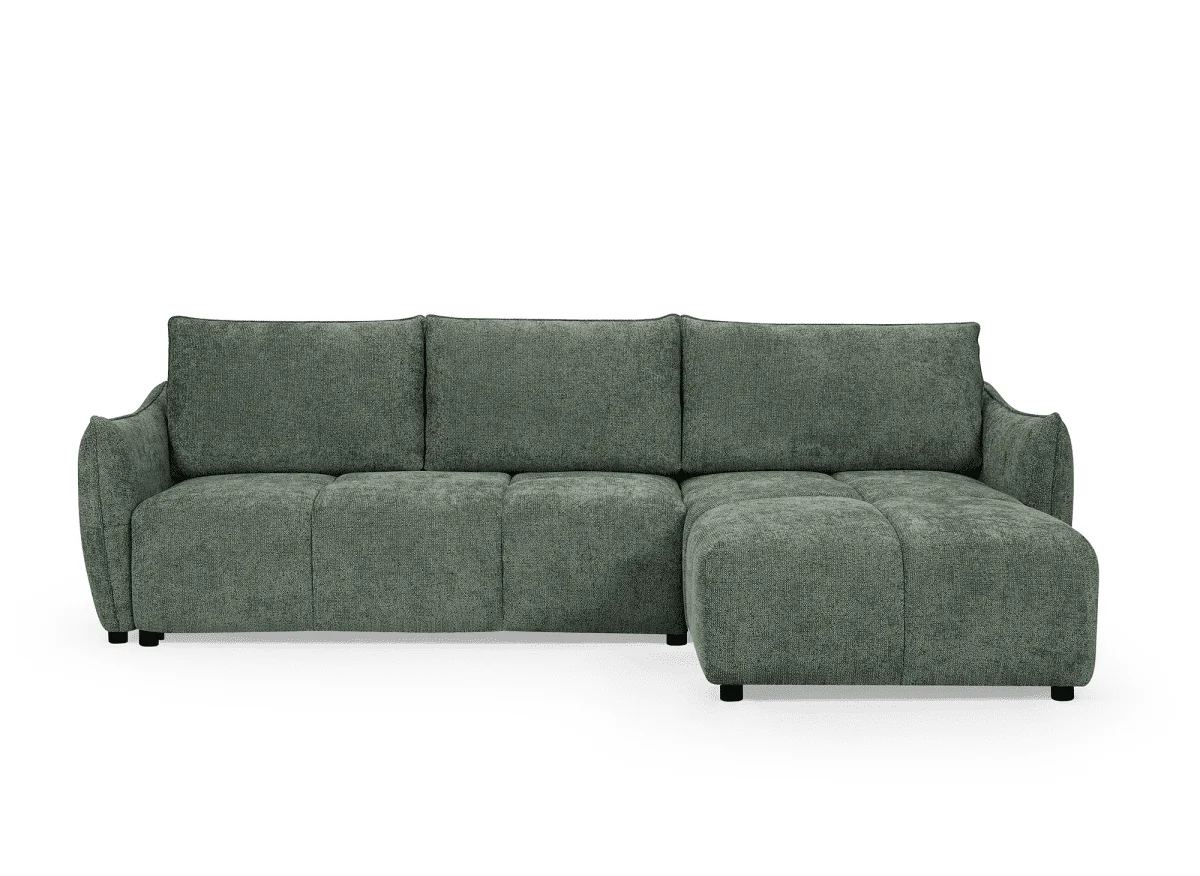 Canapé d'angle convertible et réversible en velours chiné vert olive MYSA - Image 4