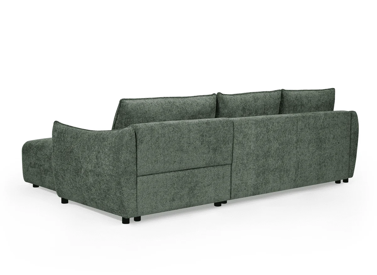 Canapé d'angle convertible et réversible en velours chiné vert olive MYSA - Image 5