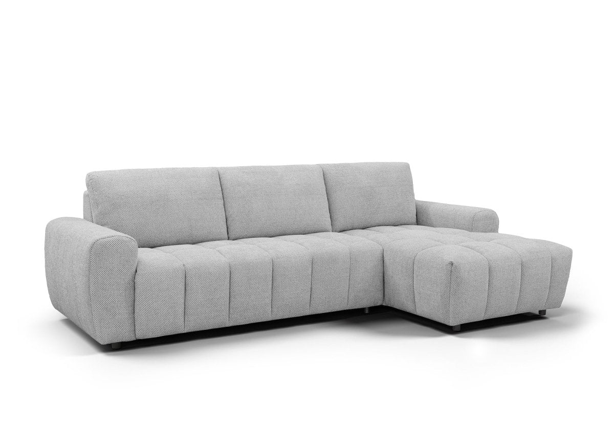 Canapé d'angle convertible ouverture express en tissu gris AGATHE - Angle droit - Image 3