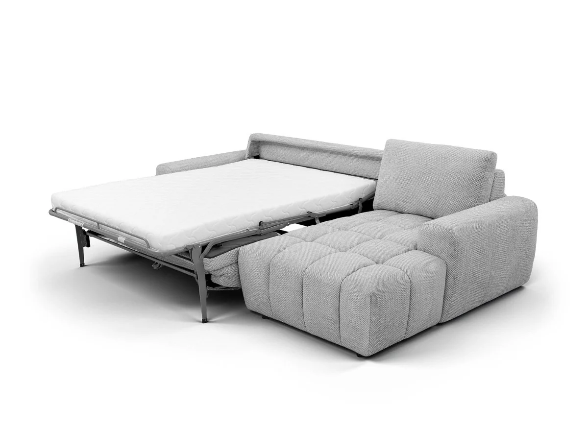 Canapé d'angle convertible ouverture express en tissu gris AGATHE - Angle droit - Image 4