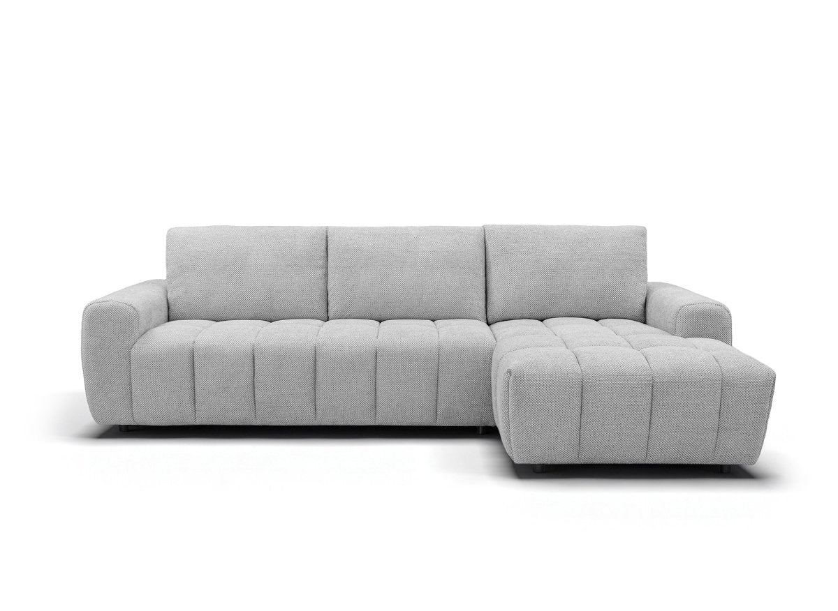Canapé d'angle convertible ouverture express en tissu gris AGATHE - Angle droit - Image 5