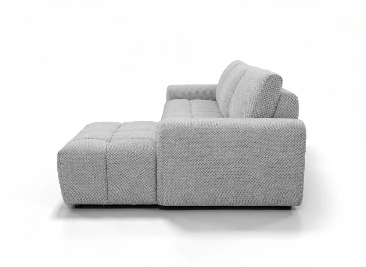Canapé d'angle convertible ouverture express en tissu gris AGATHE - Angle droit - Image 6