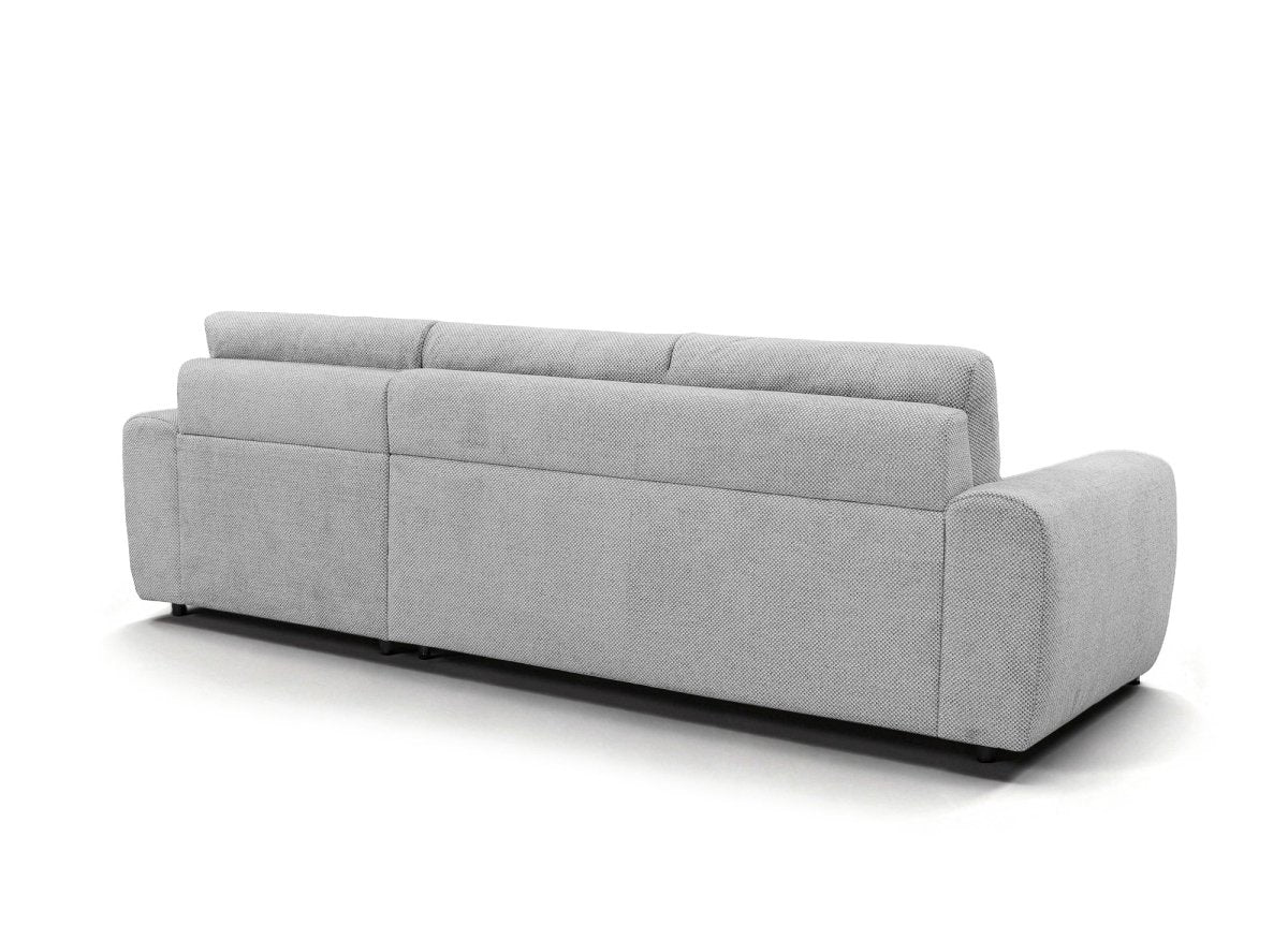 Canapé d'angle convertible ouverture express en tissu gris AGATHE - Angle droit - Image 7