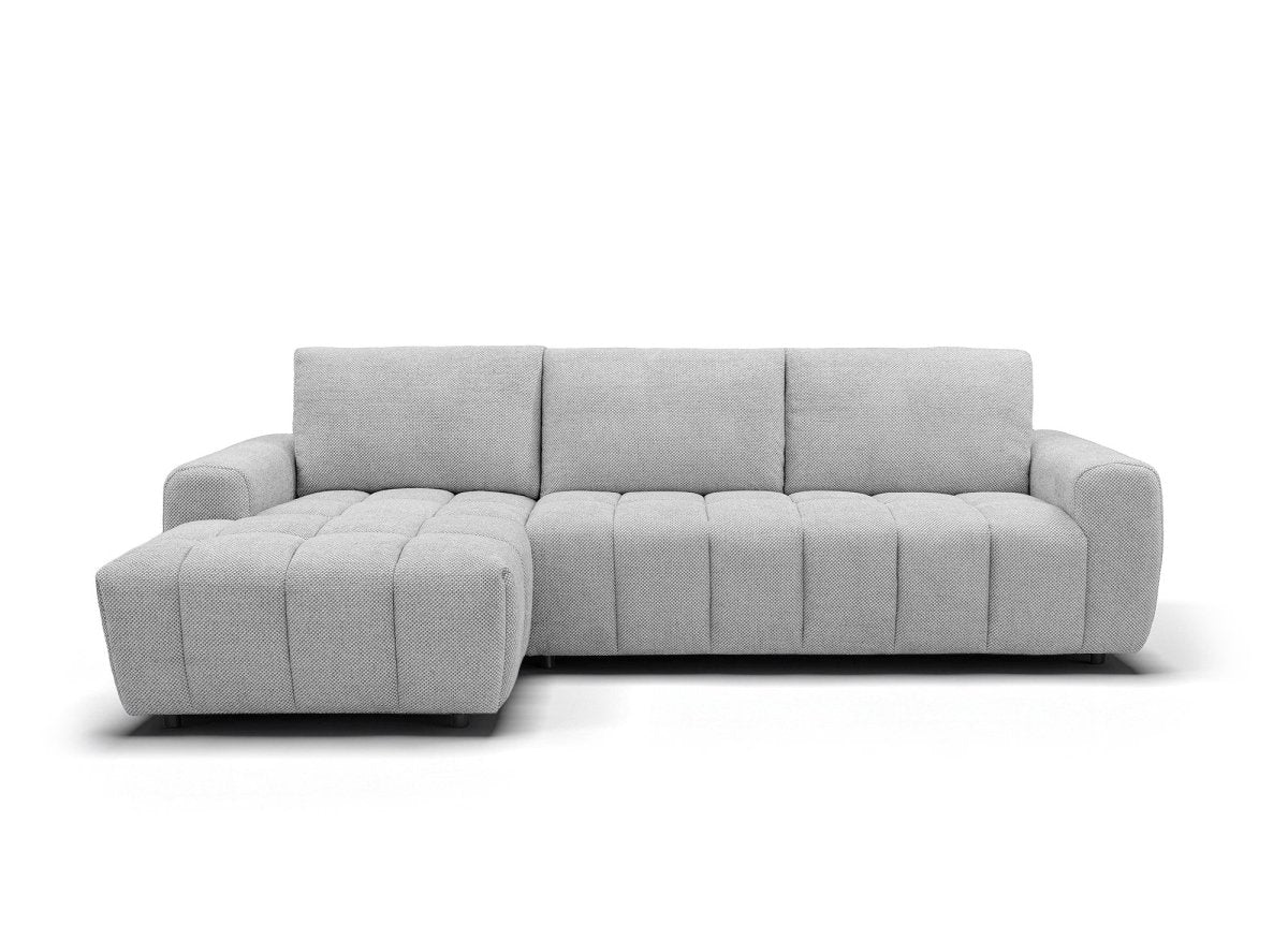 Canapé d'angle convertible ouverture express en tissu gris AGATHE - Angle gauche - Image 5