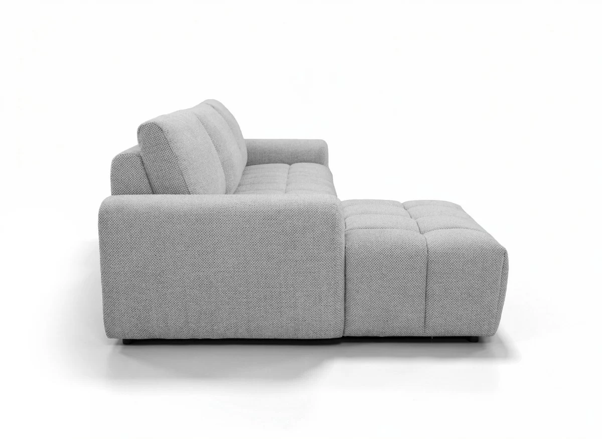 Canapé d'angle convertible ouverture express en tissu gris AGATHE - Angle gauche - Image 6