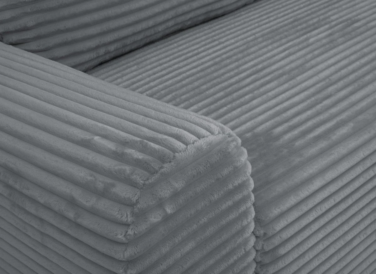 Canapé d'angle droit convertible avec coffre en velours côtelé épais gris foncé BALI - Angle droit - Image 10