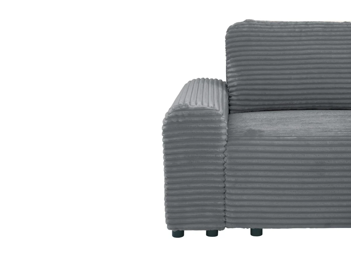 Canapé d'angle droit convertible avec coffre en velours côtelé épais gris foncé BALI - Angle droit - Image 11