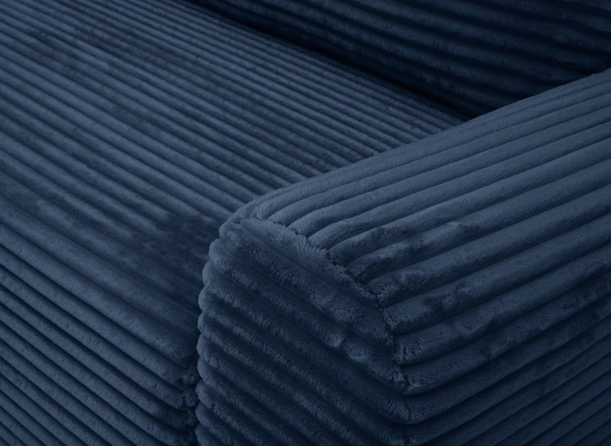 Canapé d'angle gauche convertible avec coffre en velours côtelé épais bleu foncé BALI - Angle gauche - Image 10