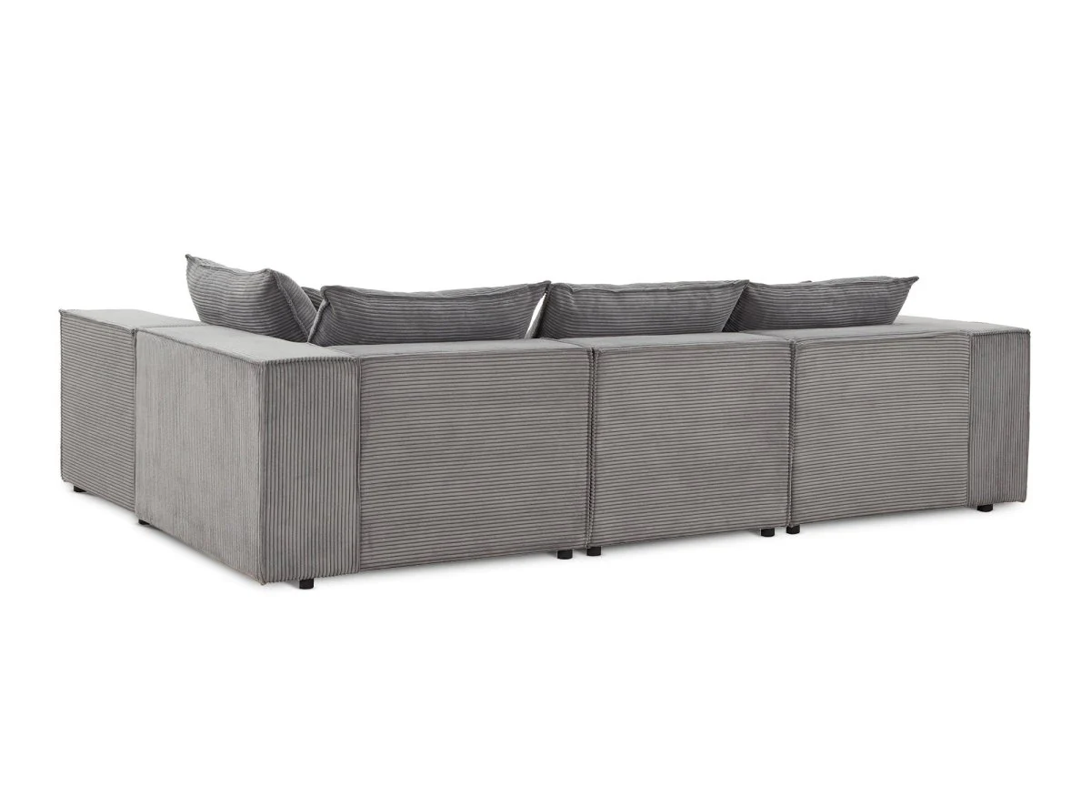 Canapé d'angle modulable avec 1 pouf en velours côtelé épais gris HARLEM XL - Image 10