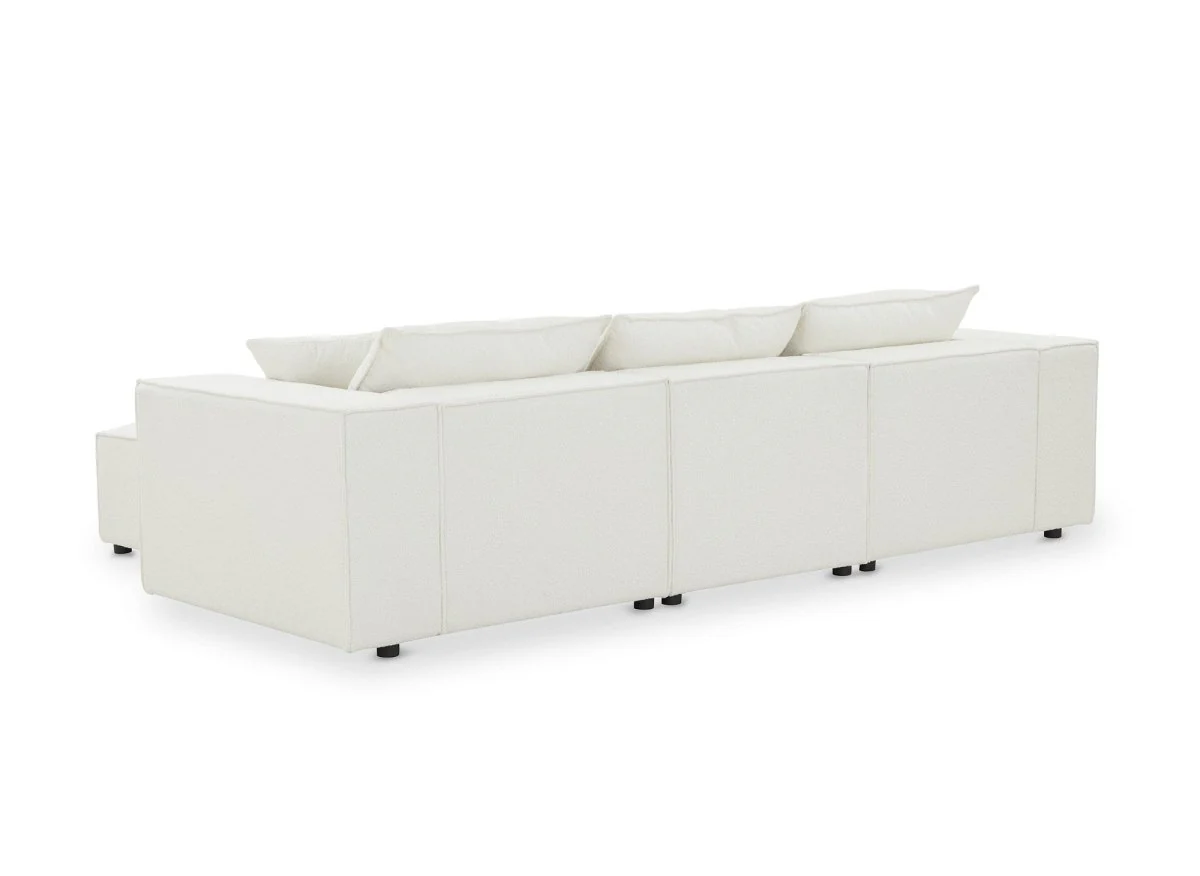 Canapé d'angle modulable en tissu effet peau de mouton blanc écru HARLEM - Image 7