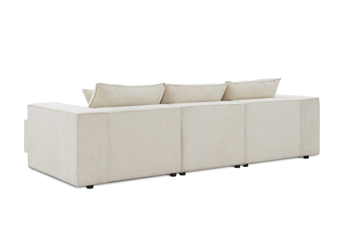 Canapé d'angle modulable en velours côtelé épais beige HARLEM - Image 7
