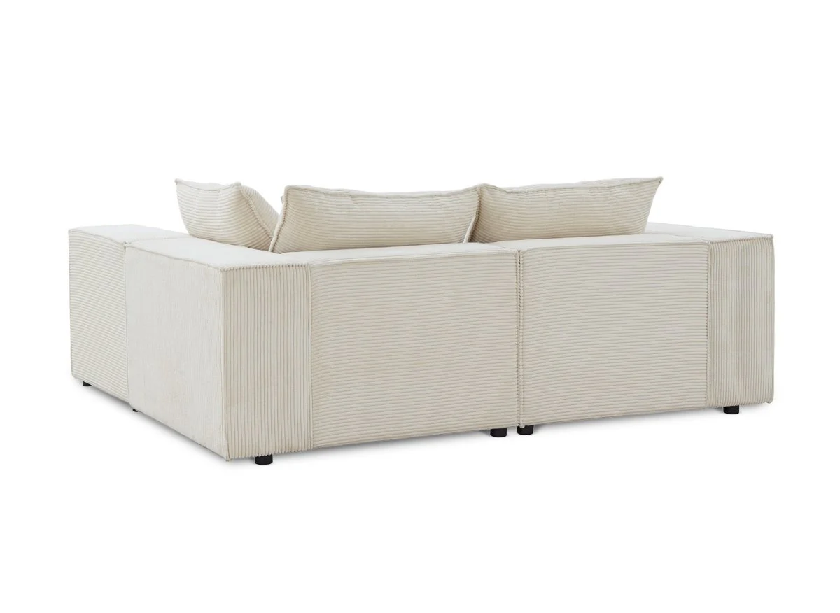Canapé d'angle modulable en velours côtelé épais beige HARLEM - Image 8