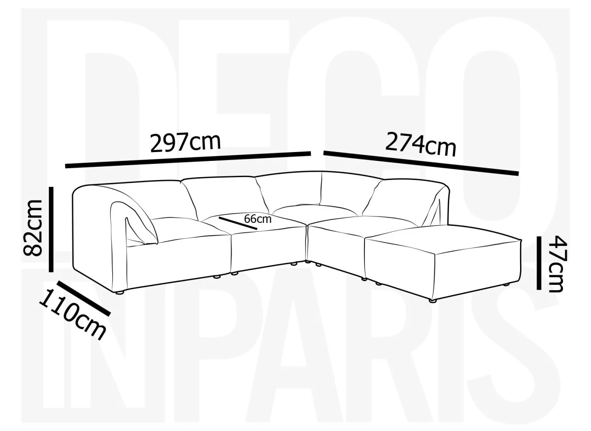 Canapé d'angle modulable en velours gris HARINA - Image 14
