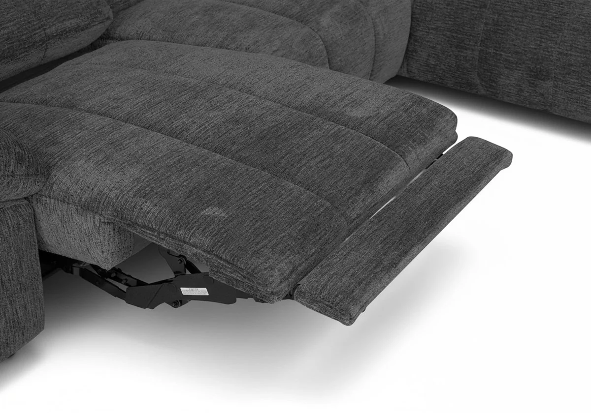 Canapé d'angle relax électrique en velours chiné gris SOLINA - Angle droit - Image 9