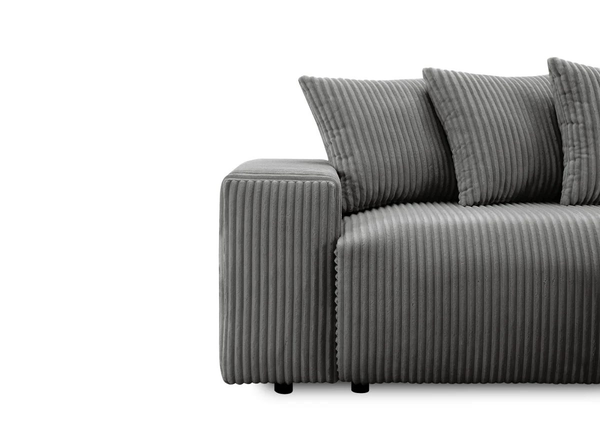 Canapé d'angle réversible convertible avec coffre en velours côtelé épais gris NOELIA - Image 10