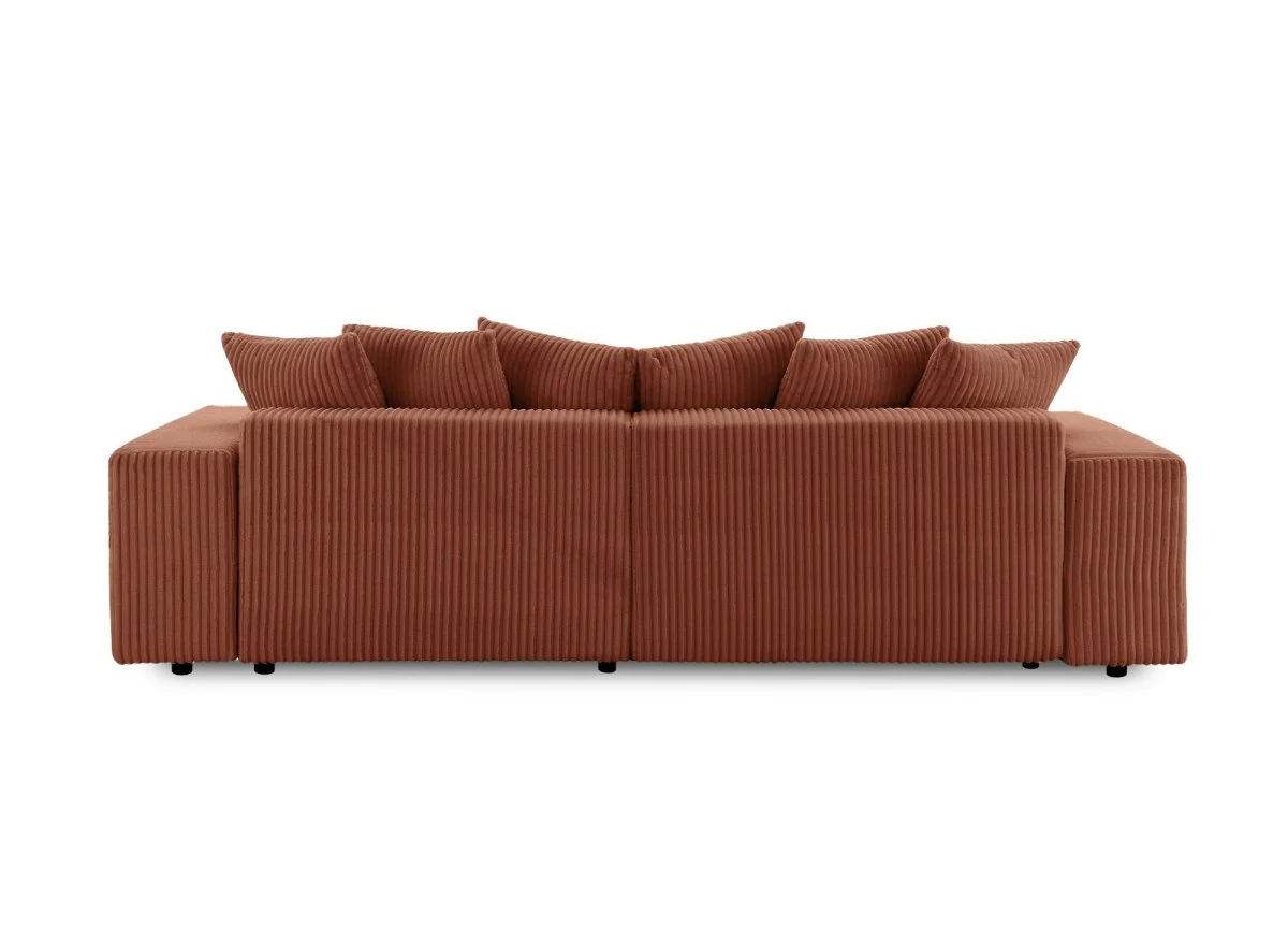Canapé d'angle réversible convertible avec coffre en velours côtelé épais terracotta NOELIA - Image 9