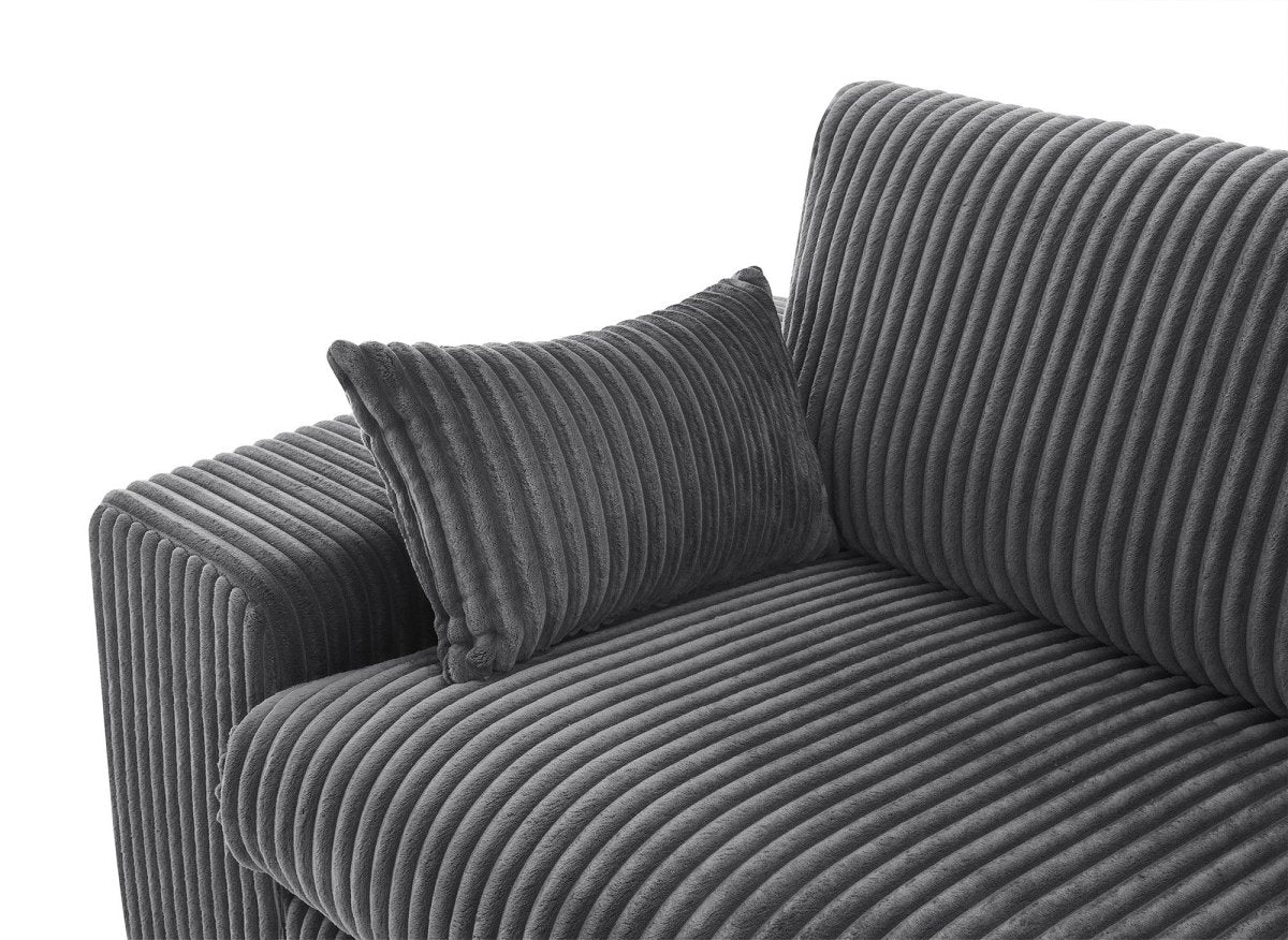 Canapé d'angle réversible en gros côtelé doux gris SIRINA - Image 10