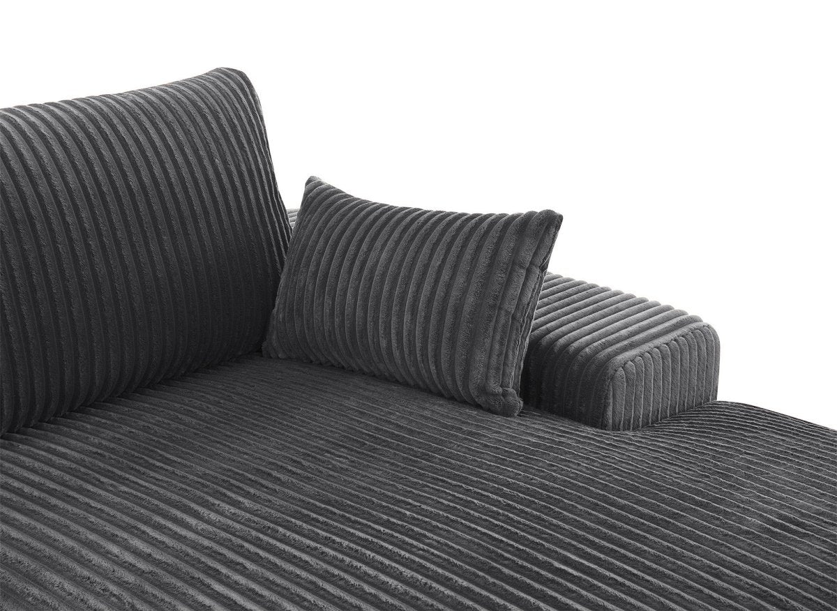 Canapé d'angle réversible en gros côtelé doux gris SIRINA - Image 11
