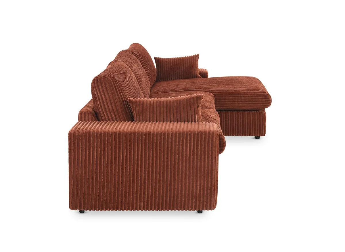 Canapé d'angle réversible en gros côtelé doux terracotta SIRINA - Image 7