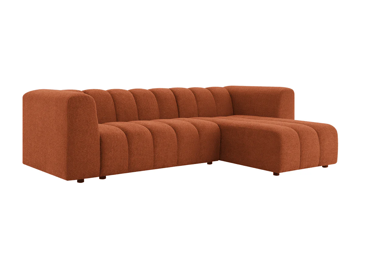 Canapé d'angle réversible en tissu bouclette terracotta AELIS - Image 4