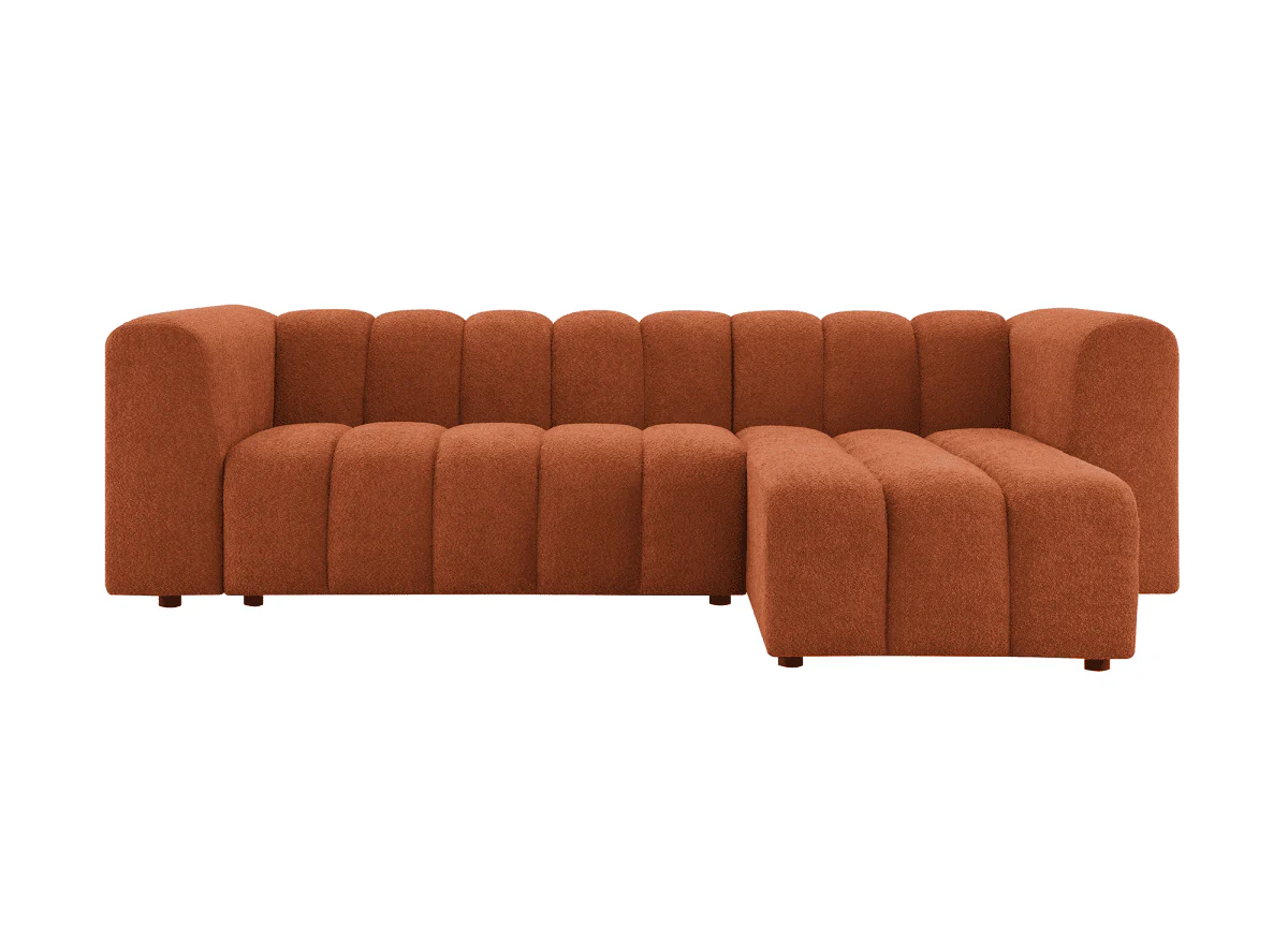 Canapé d'angle réversible en tissu bouclette terracotta AELIS - Image 5