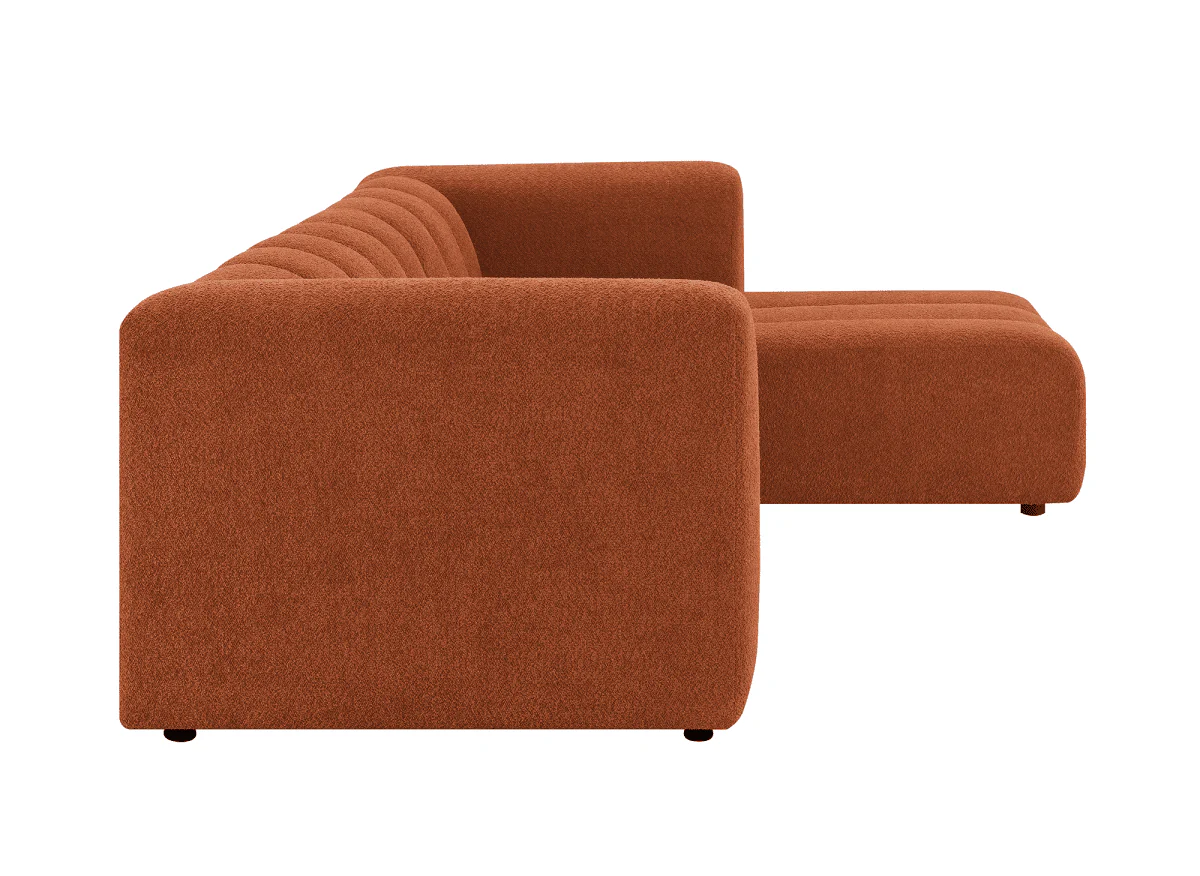 Canapé d'angle réversible en tissu bouclette terracotta AELIS - Image 6
