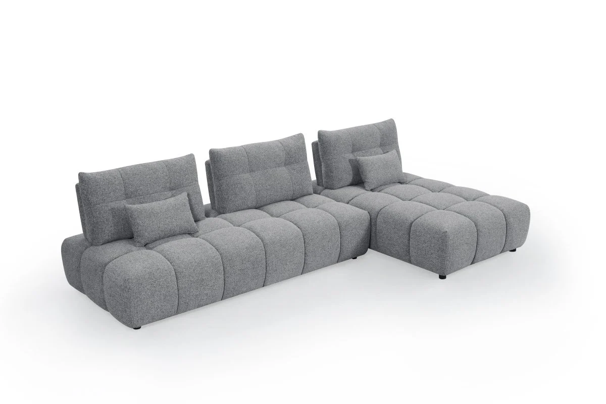 Canapé d'angle réversible en velours texturé gris ALANA - Image 6