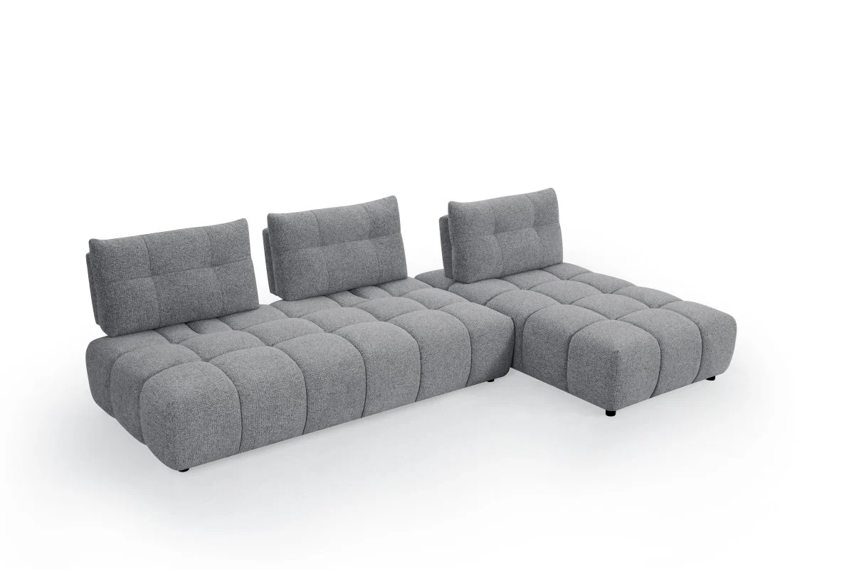 Canapé d'angle réversible en velours texturé gris ALANA - Image 7