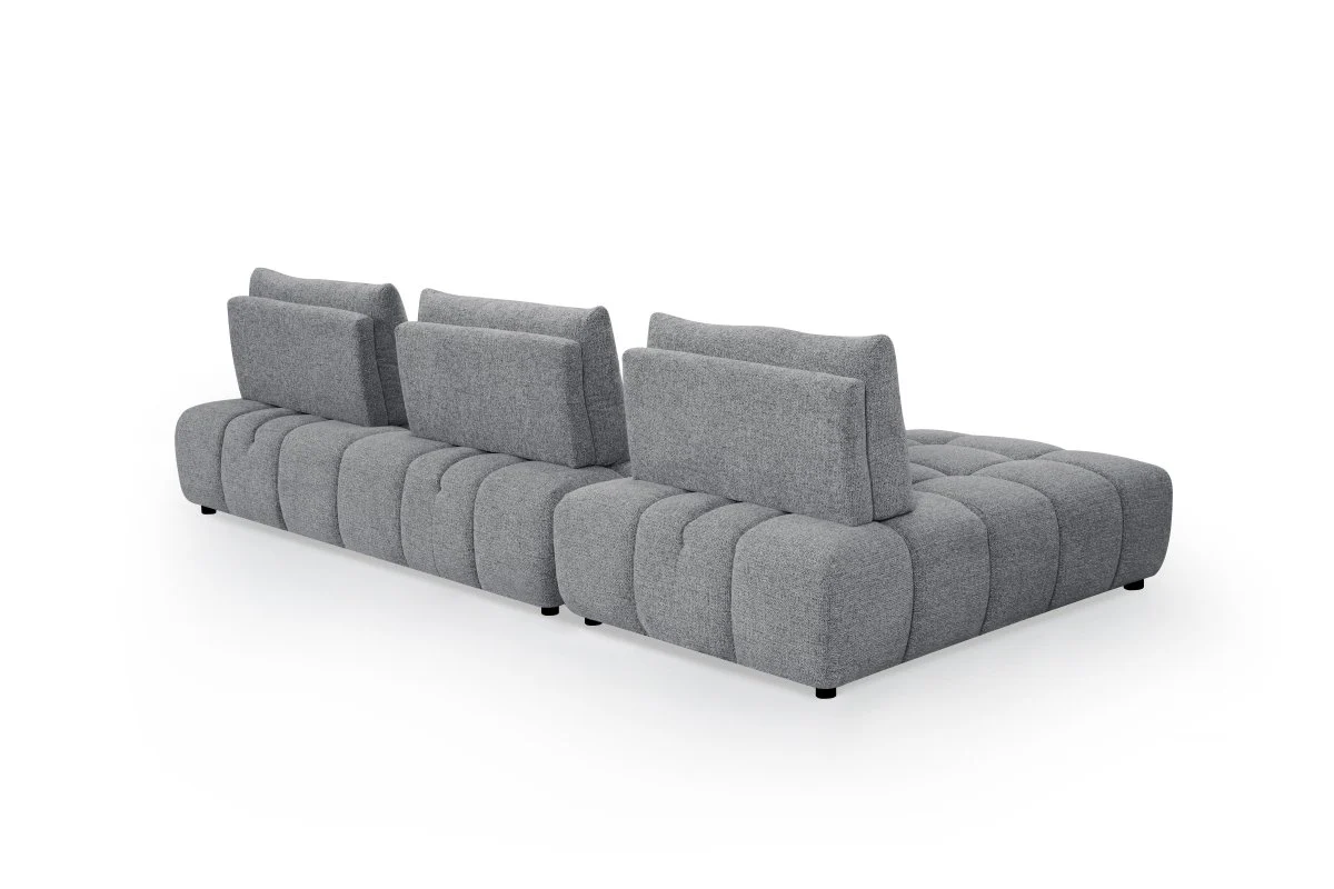 Canapé d'angle réversible en velours texturé gris ALANA - Image 8