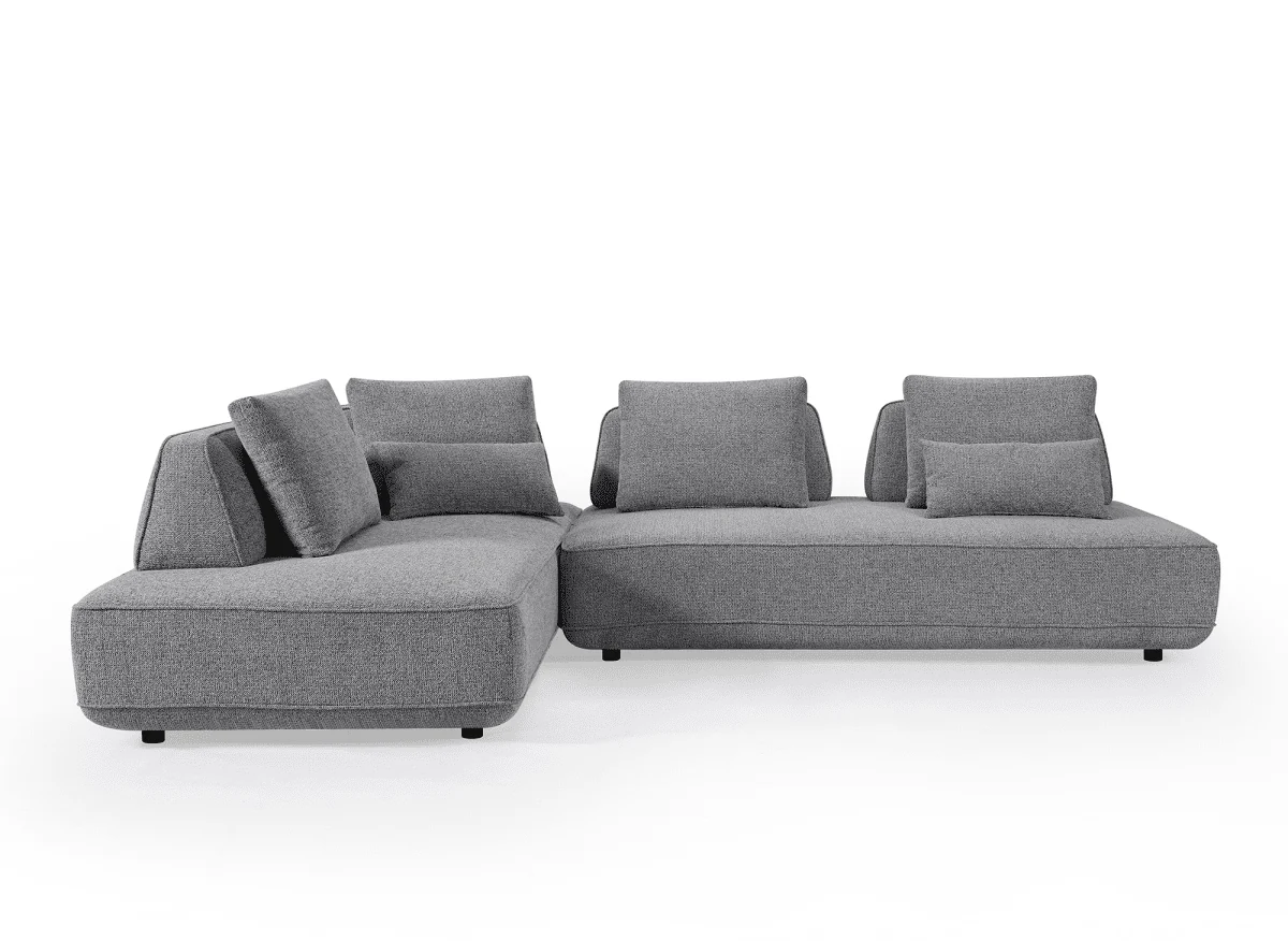 Canapé d'angle réversible en tissu bouclette gris ISAORA - Image 5