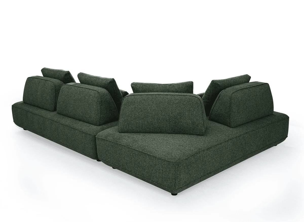 Canapé d'angle réversible en tissu bouclette vert kaki ISAORA - Image 6